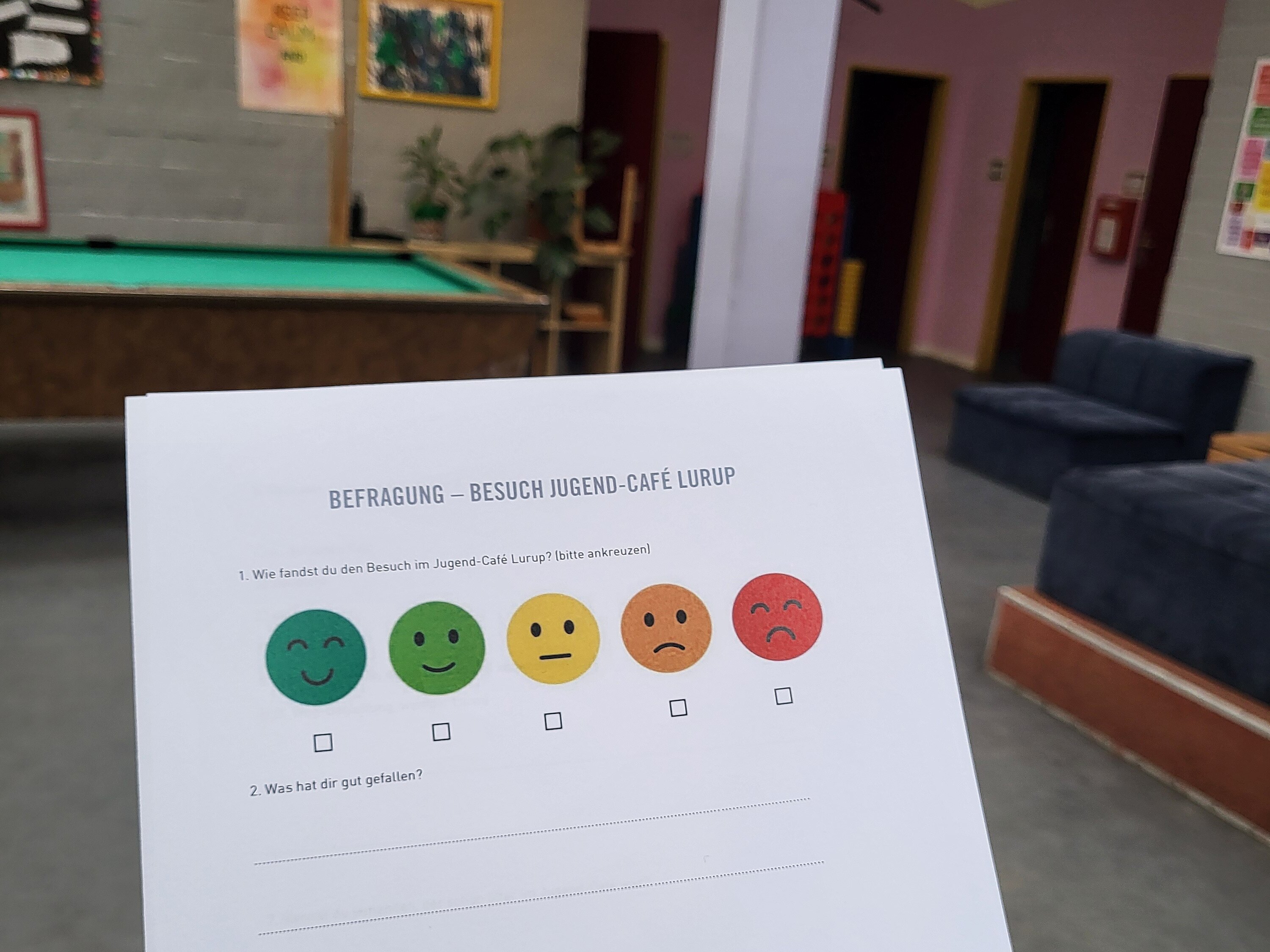 Umfrage-Zettel für die Besucher_innen im Juca Lurup