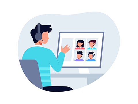 Bildliche Darstellung von einer Person in einem Zoom-Meeting